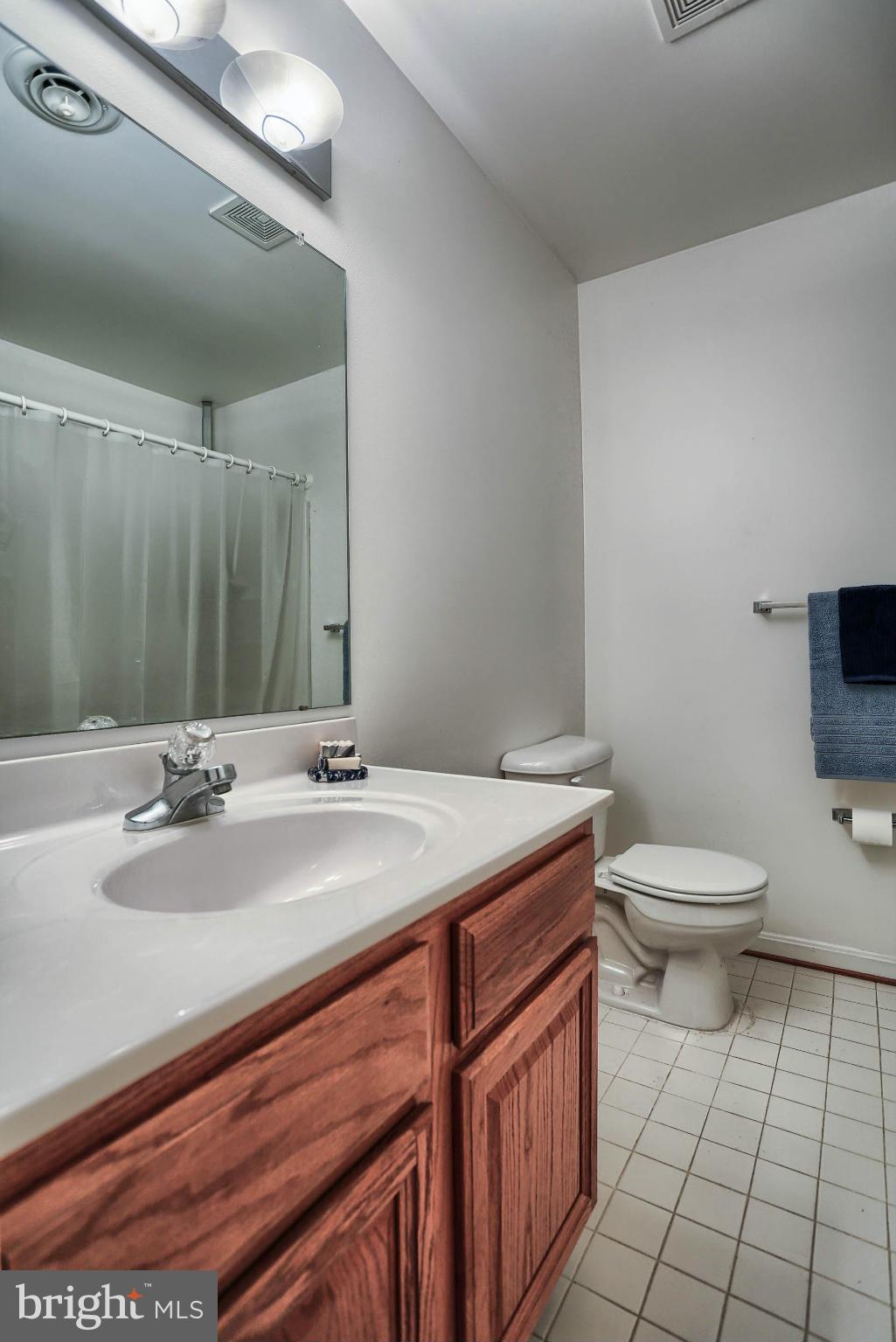 4905 Teen Barnes Road Frederick, MD 21703 - Photo 27 of 30 a bathroom with a granite countertop sink a toilet and a mirror