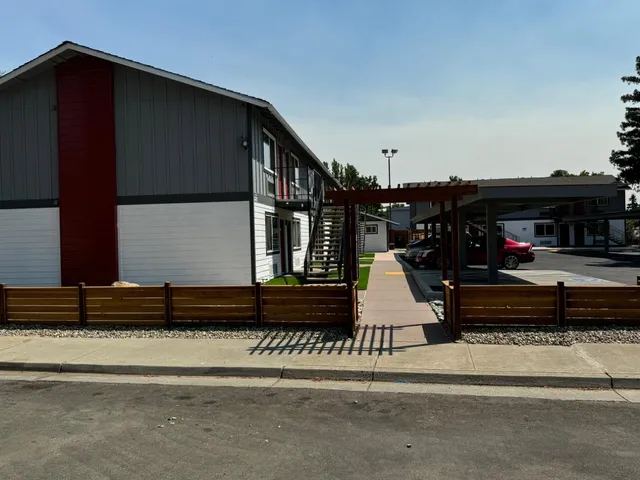 a view of a building with a balcony