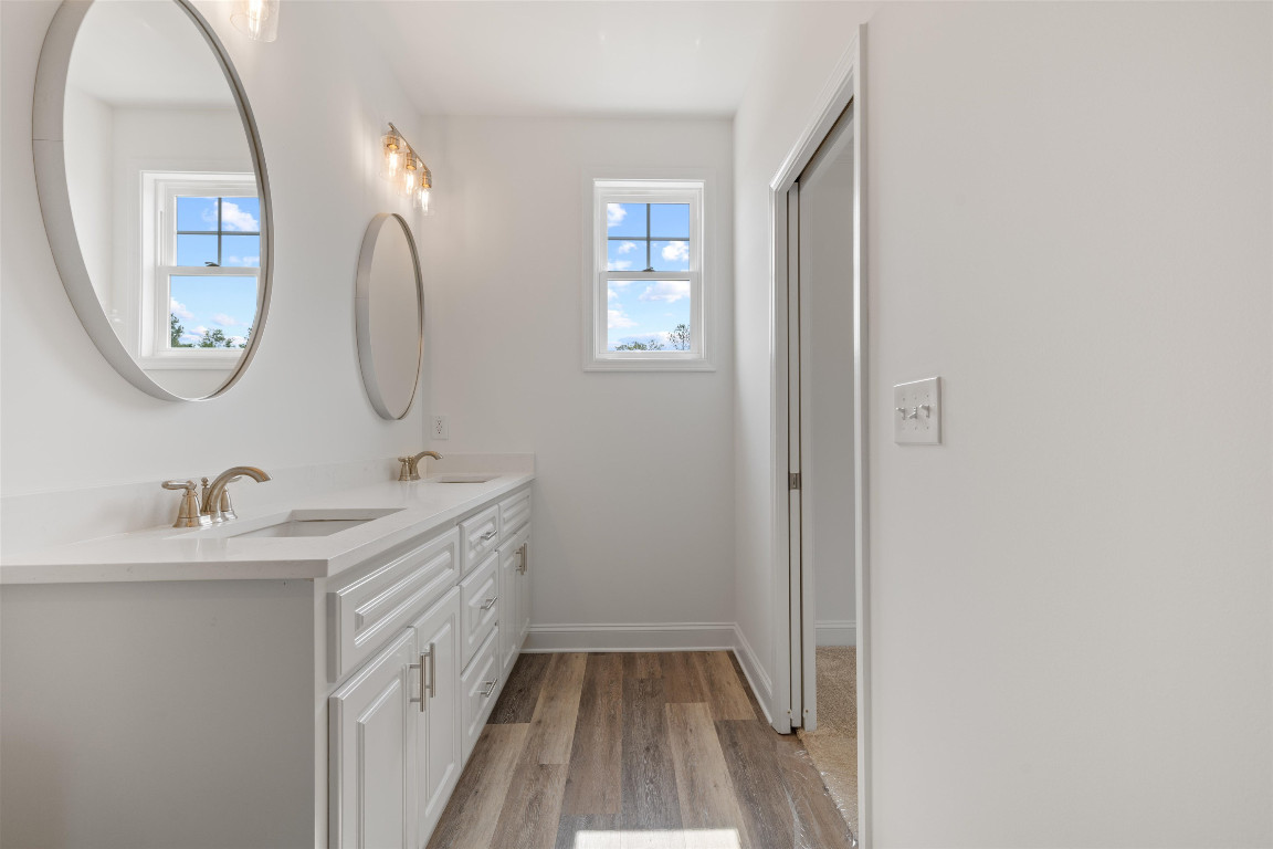 4000 Origin Drive Bailey, NC 27807 - Photo 39 of 47 a bathroom with a double vanity sink and a mirror