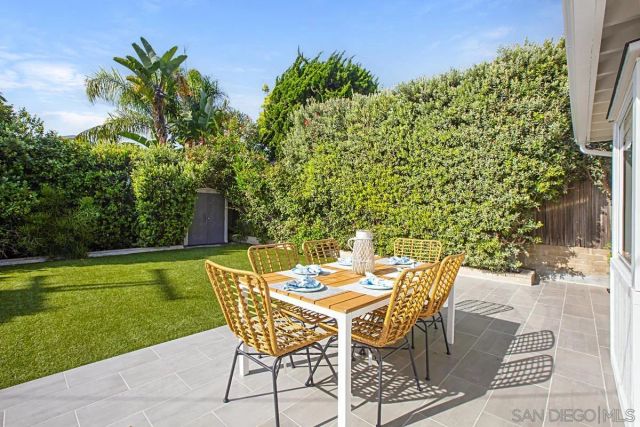 a view of a chairs and table in the patio