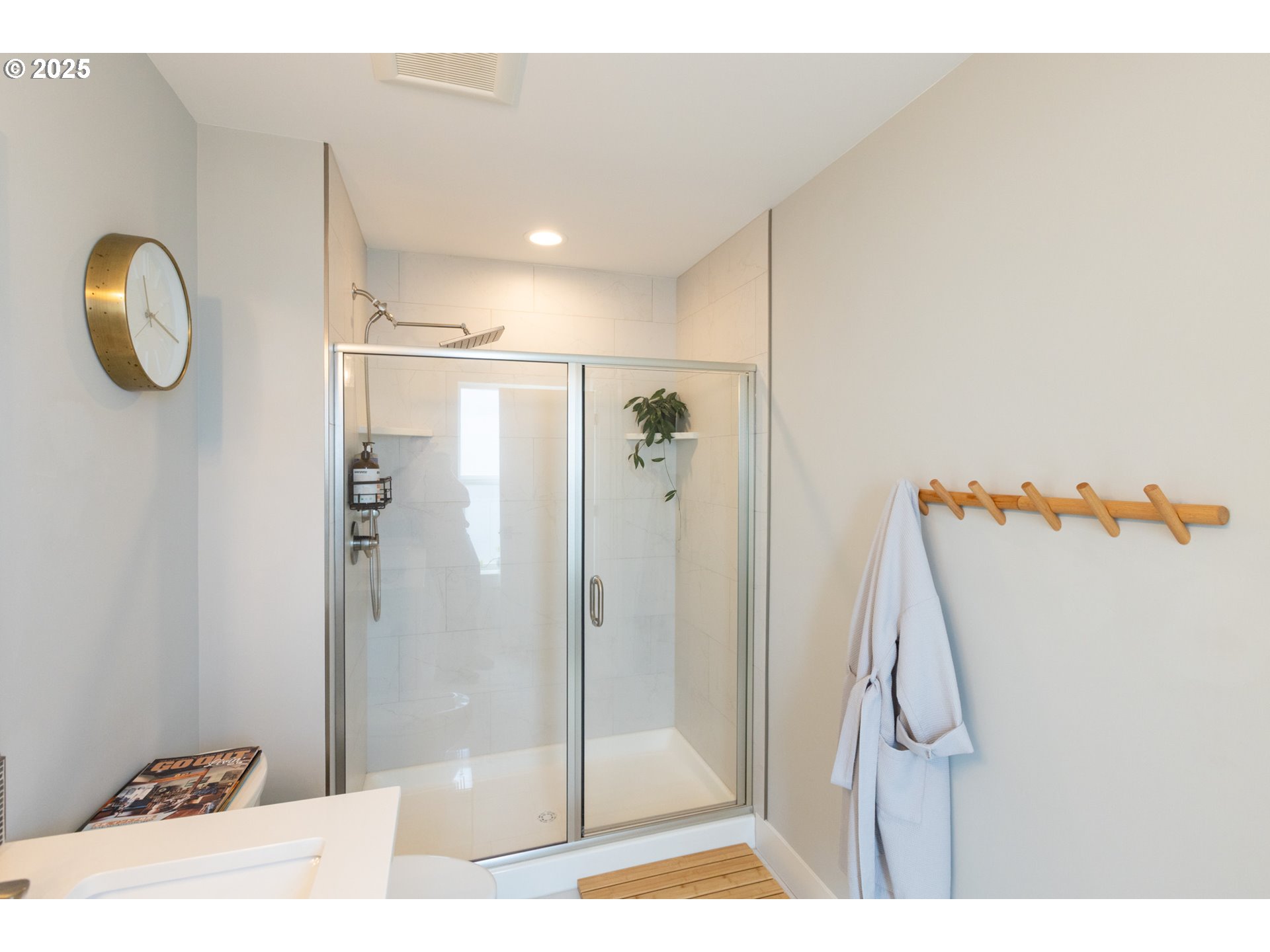 1221 30th Street Hood River, OR 97031 - Photo 35 of 46 a bathroom with a shower and a mirror