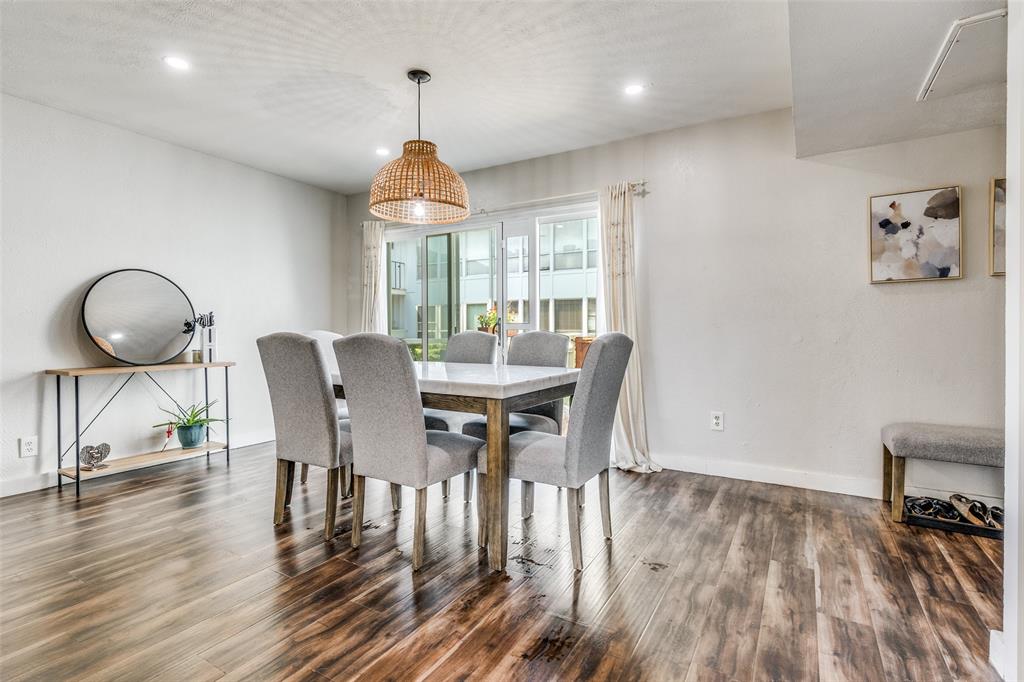 4347 Dickason Avenue, Unit 110 Dallas, TX 75219 - Photo 9 of 24 a view of a dining room with furniture window and wooden floor