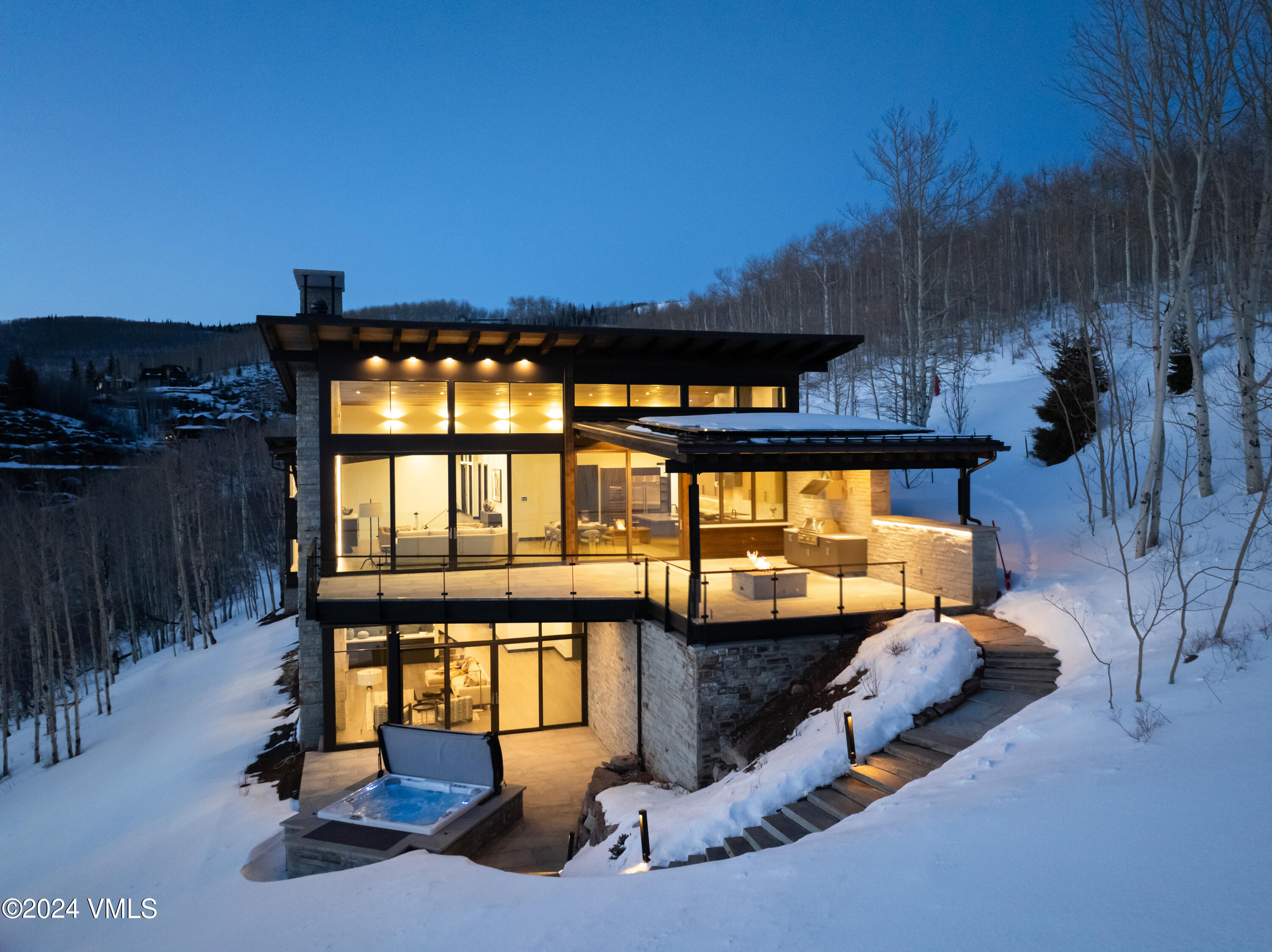 643 Chiming Bells Avon, CO 81620 - Photo 36 of 39 643 Chiming Bells winter twilight side a