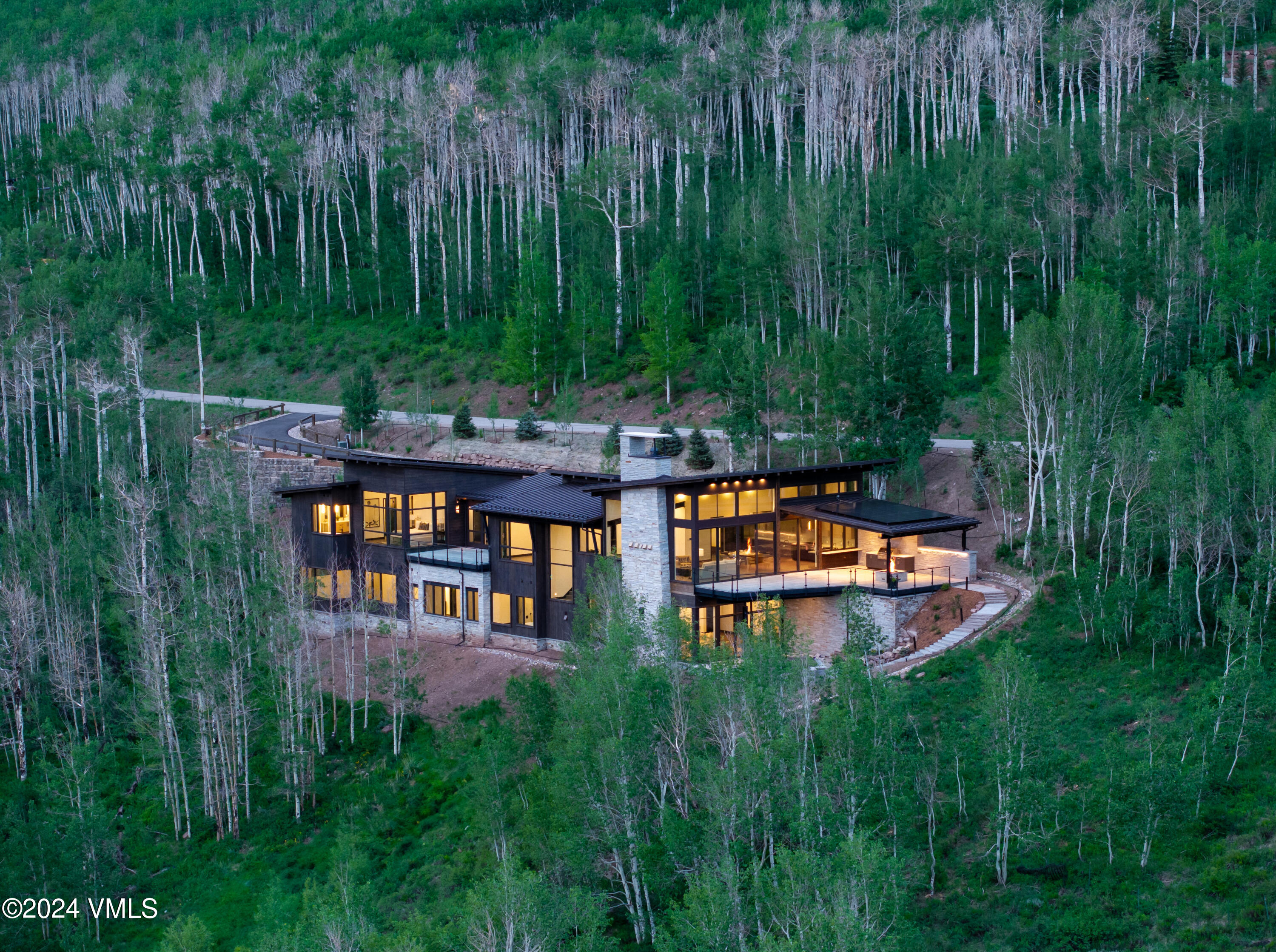 643 Chiming Bells Avon, CO 81620 - Photo 4 of 39 643 Chiming Bells Summer twight aerial 3