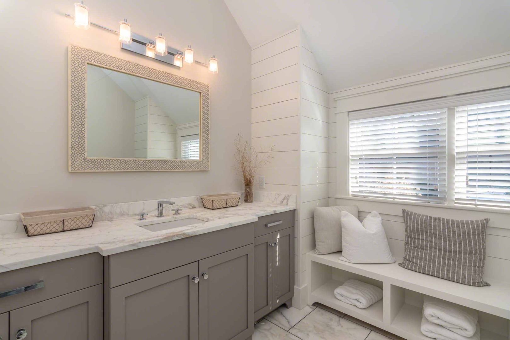 59 Seth's Way Edgartown, MA 02539 - Photo 34 of 46 a bathroom with a double vanity sink and a mirror