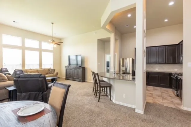 a view of a lake with a city