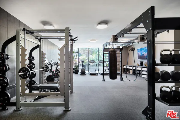 a view of a room with gym equipment