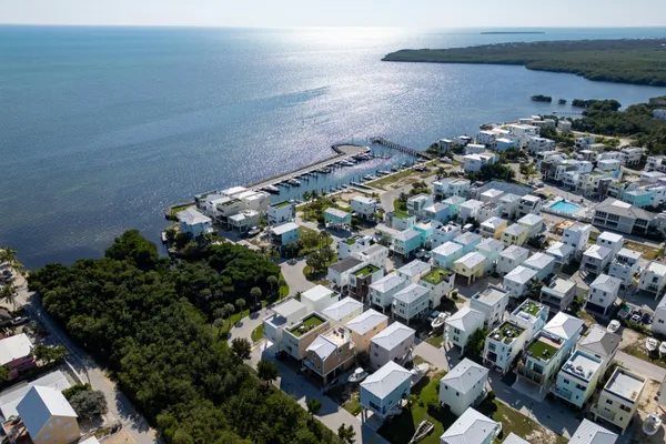 an aerial view of multiple house