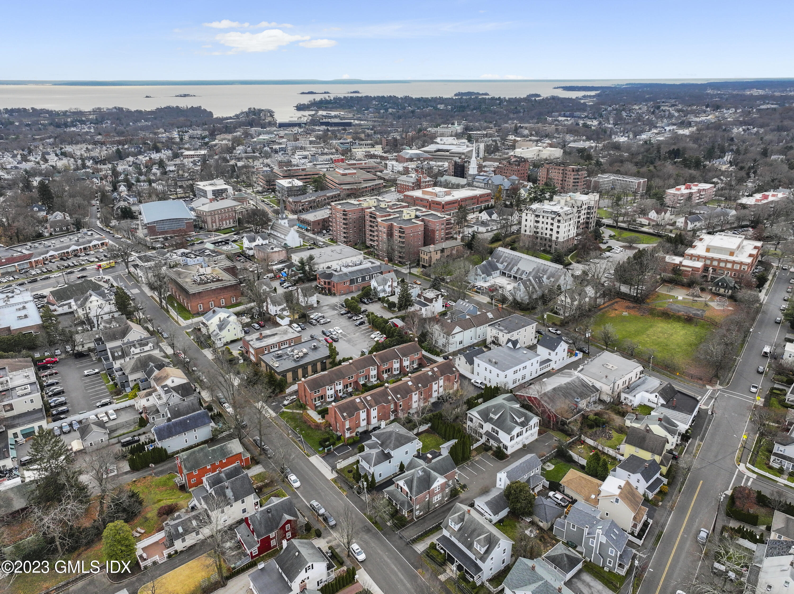 58 Sherwood Place Greenwich, CT 06830 - Photo 41 of 47 an aerial view of a city with lots of residential buildings