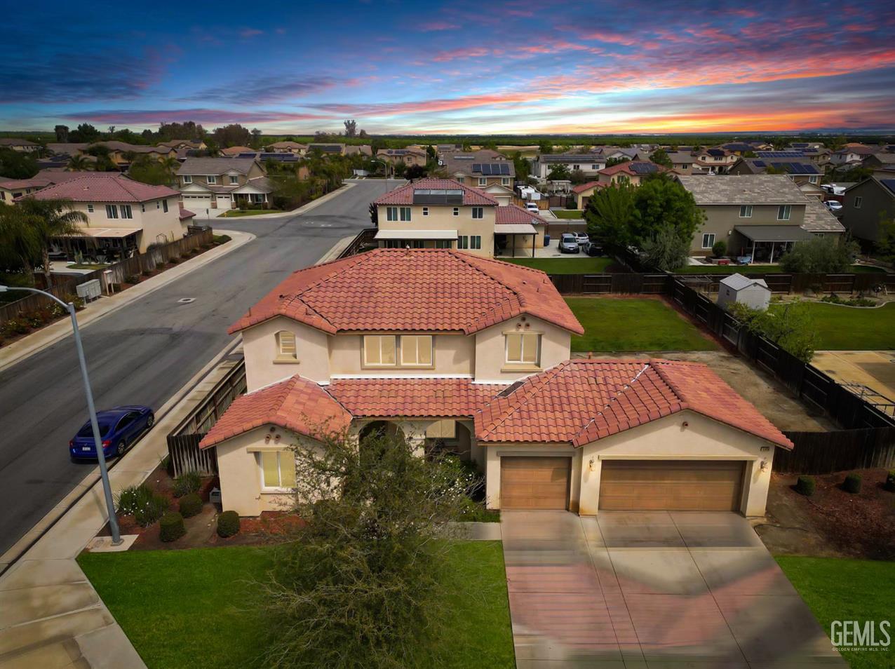 an aerial view of a house