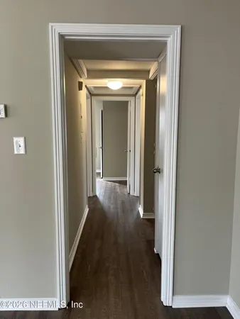 a view of wooden door