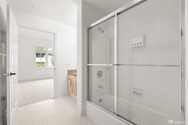 an empty room with windows