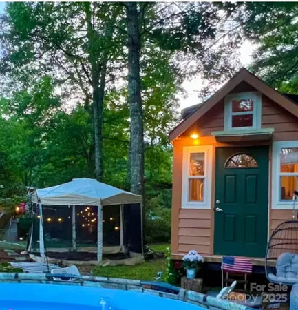 a backyard of a house with lots of green space
