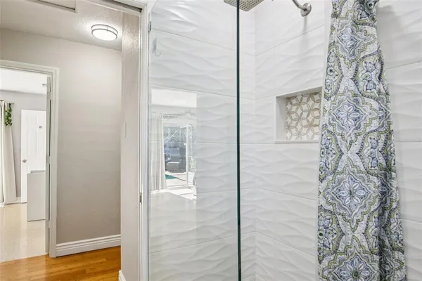 a bathroom with a shower