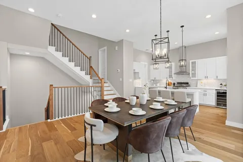 a view of a dining room and livingroom view