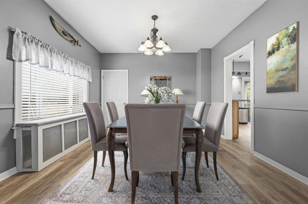 144 Davis Avenue McKees Rocks, PA 15136 - Photo 18 of 50 a view of a dining room with furniture a chandelier and wooden floor
