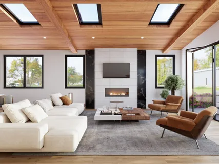a living room with furniture window and a fireplace