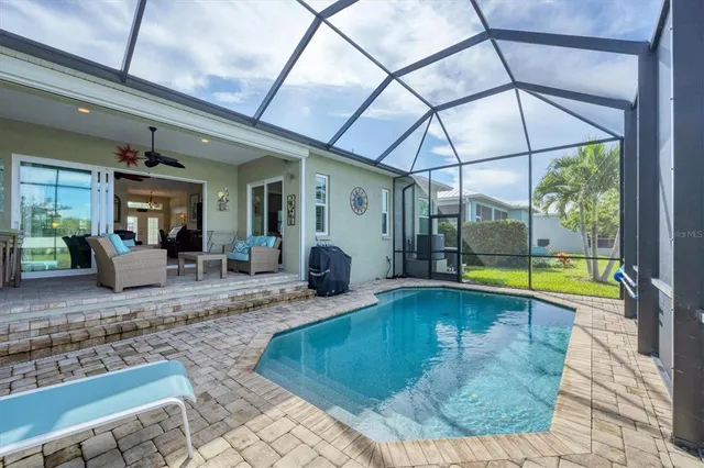 a swimming pool with yard