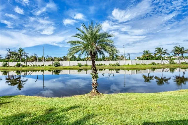 a view of a swimming pool with a yard