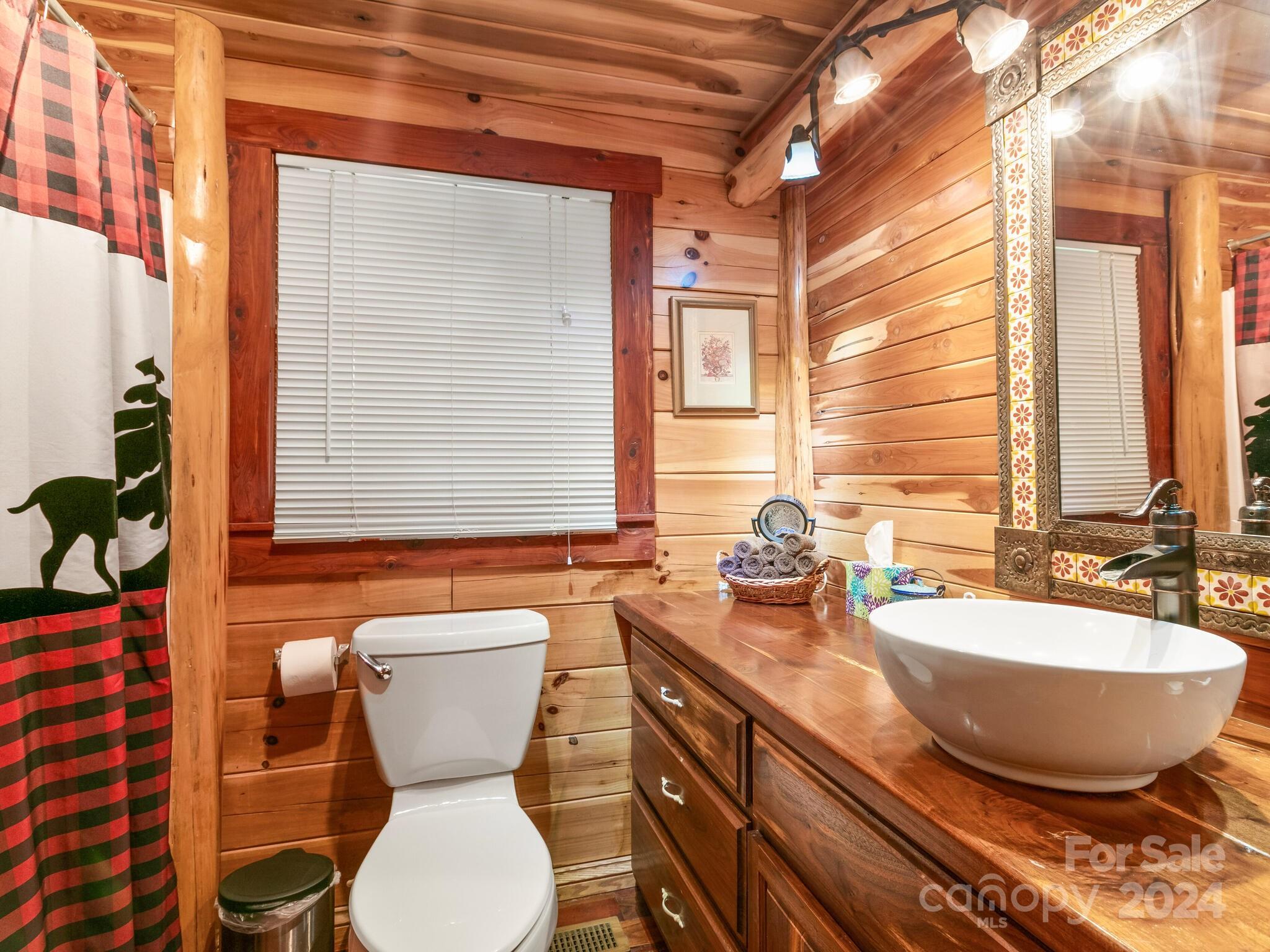 354 Nelons Road Mill Spring, NC 28756 - Photo 21 of 32 a bathroom with a granite countertop sink and a mirror