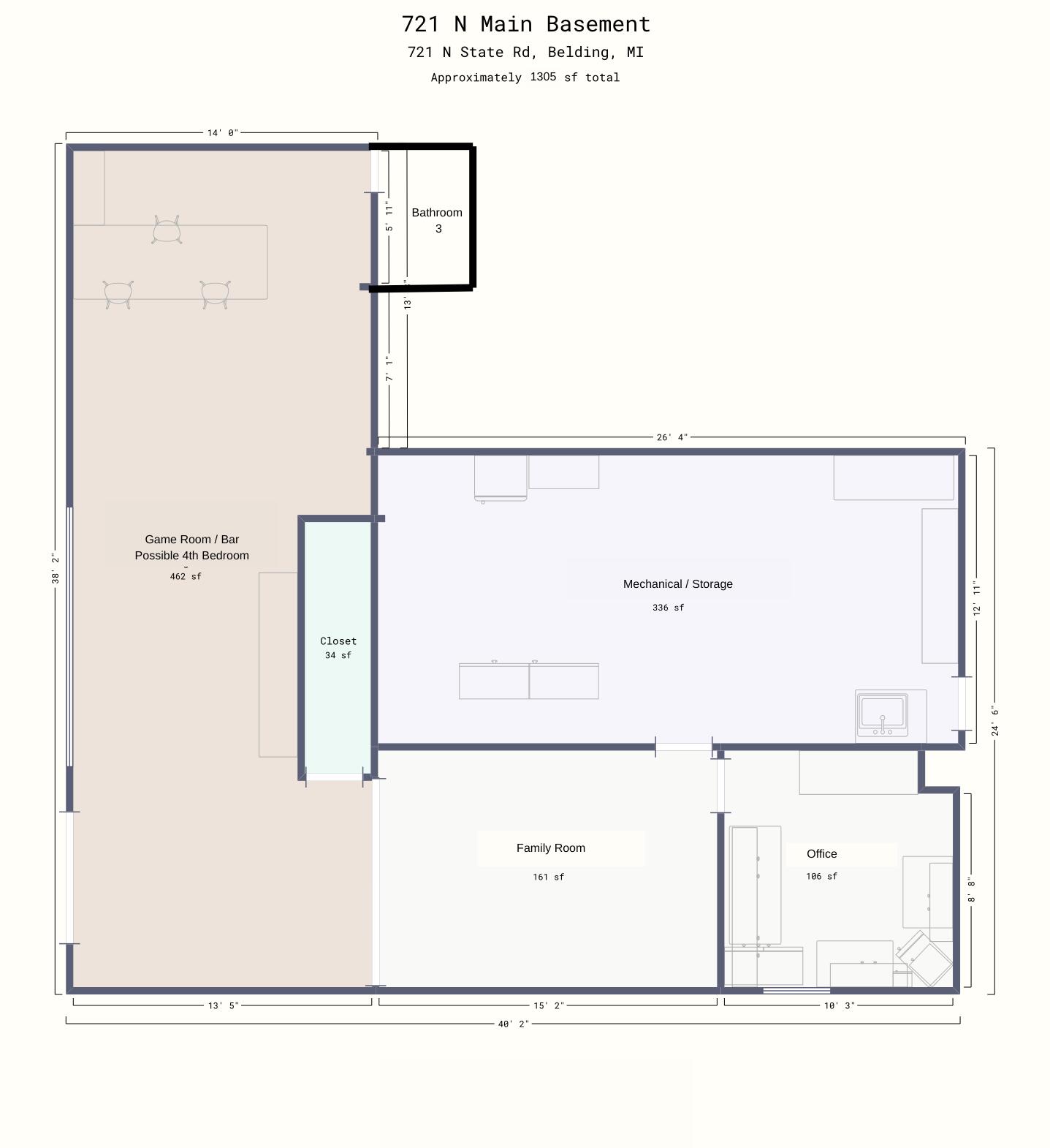 721 North State Road Belding, MI 48809 - Photo 65 of 65 Lower Level Floor Plan