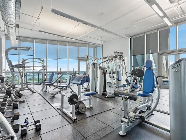 a view of a room with gym equipment