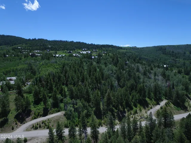 a view of a city with lush green forest