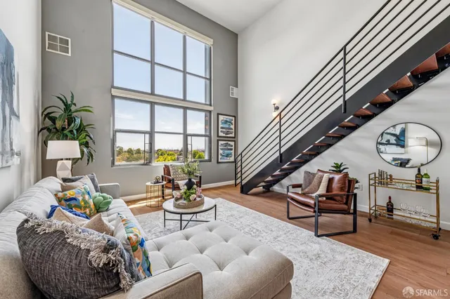 a living room with furniture