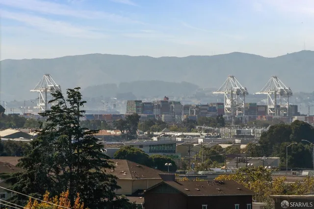 a view of a city with a mountain