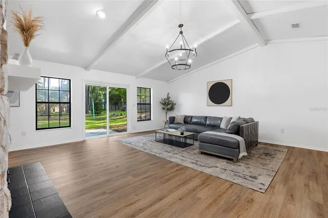 a living room with furniture