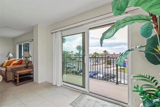 a view of a balcony with outer view