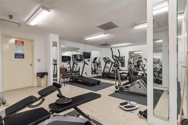 a room with gym equipment