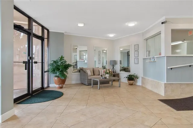 a view of a livingroom with furniture and a potted plant