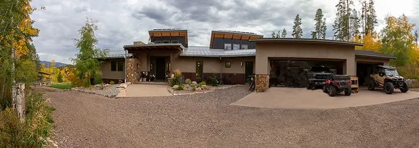 a view of a chairs and tables in patio