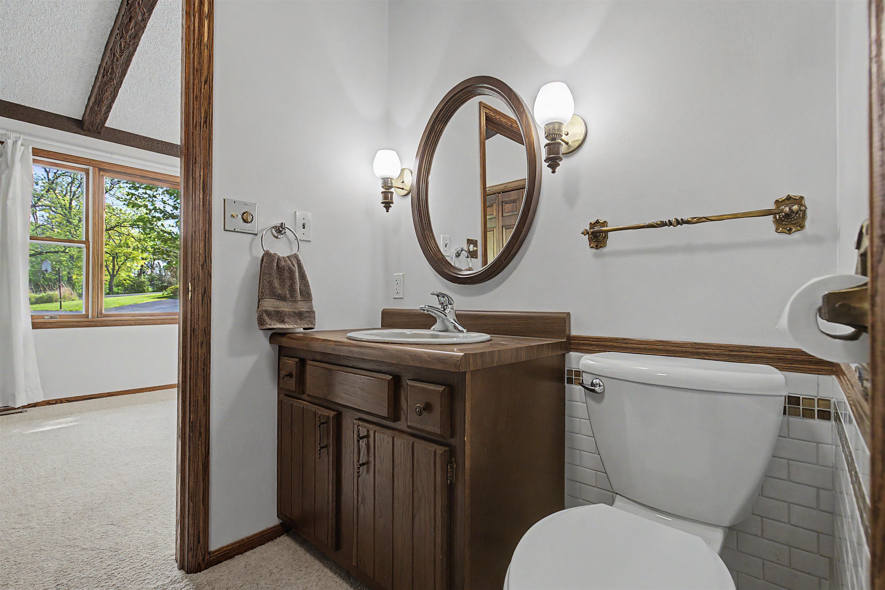 17380 Corbett Road Mount Carroll, IL 61053 - Photo 36 of 65 a bathroom with a toilet a sink and a mirror