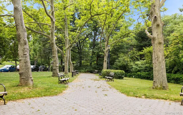 a view of a building with a street