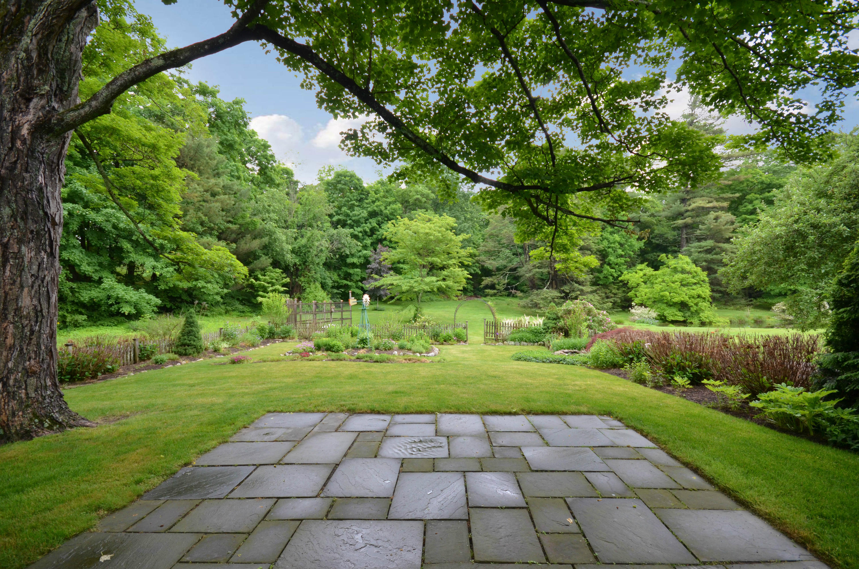 1462 Oenoke Ridge New Canaan, CT 06840 - Photo 22 of 25 a view of a yard with plants and large trees
