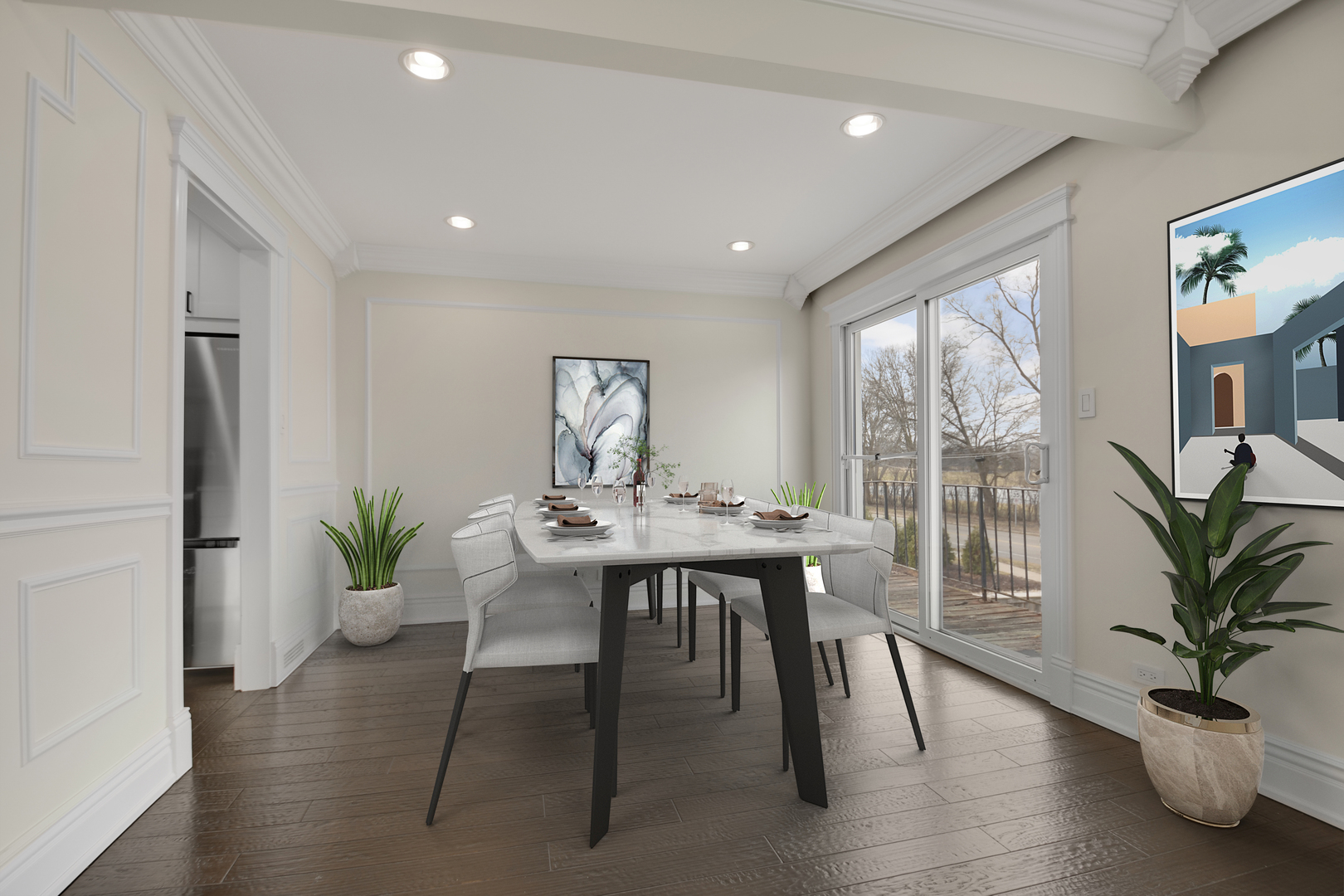 491 Old Surrey Road, Unit B Hinsdale, IL 60521 - Photo 9 of 29 a view of a dining room with furniture window and wooden floor