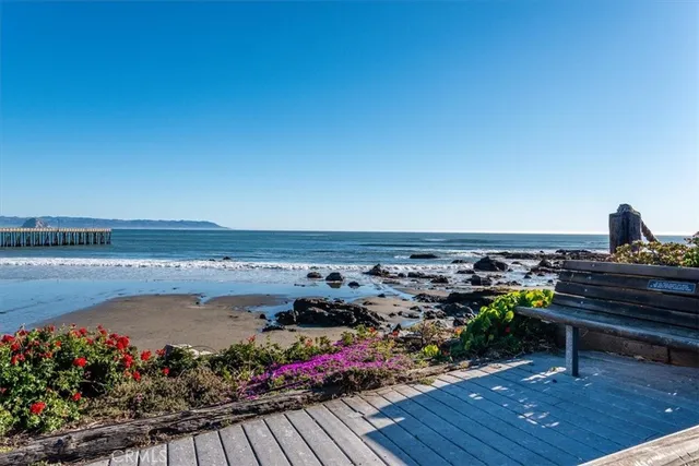 a view of a terrace with wooden floor