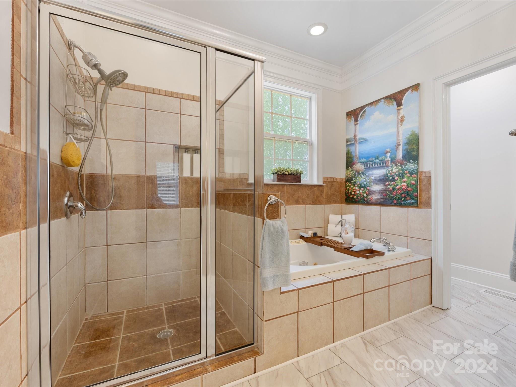 4100 Cherrybrook Drive Mint Hill, NC 28227 - Photo 23 of 45 a bathroom with a tub a sink and glass window