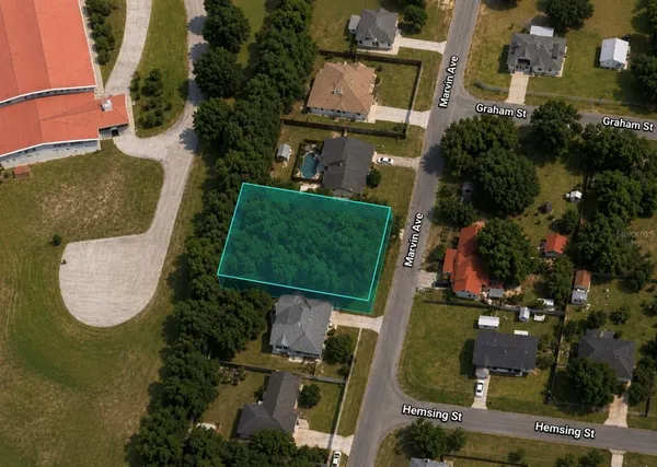 an aerial view of a house