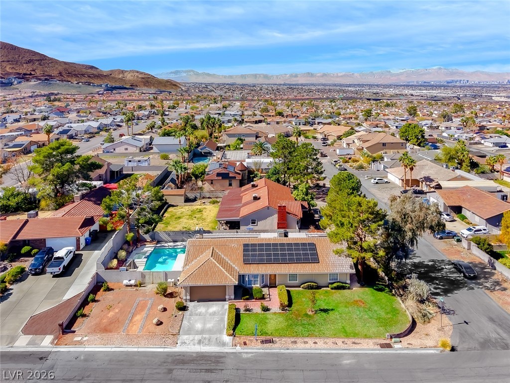 434 Crestway Road Henderson, NV 89015 - Photo 6 of 46 Aerial perspective of suburban area with a mountain backdrop