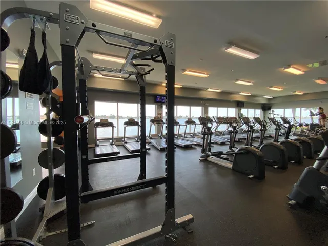 a view of a room with gym equipment