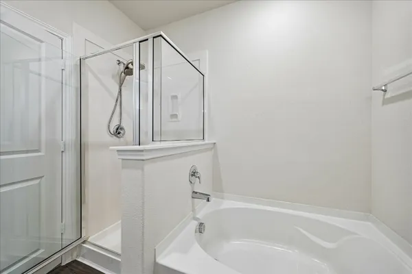 a bathroom with a bathtub