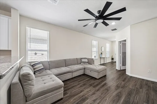 a living room with furniture