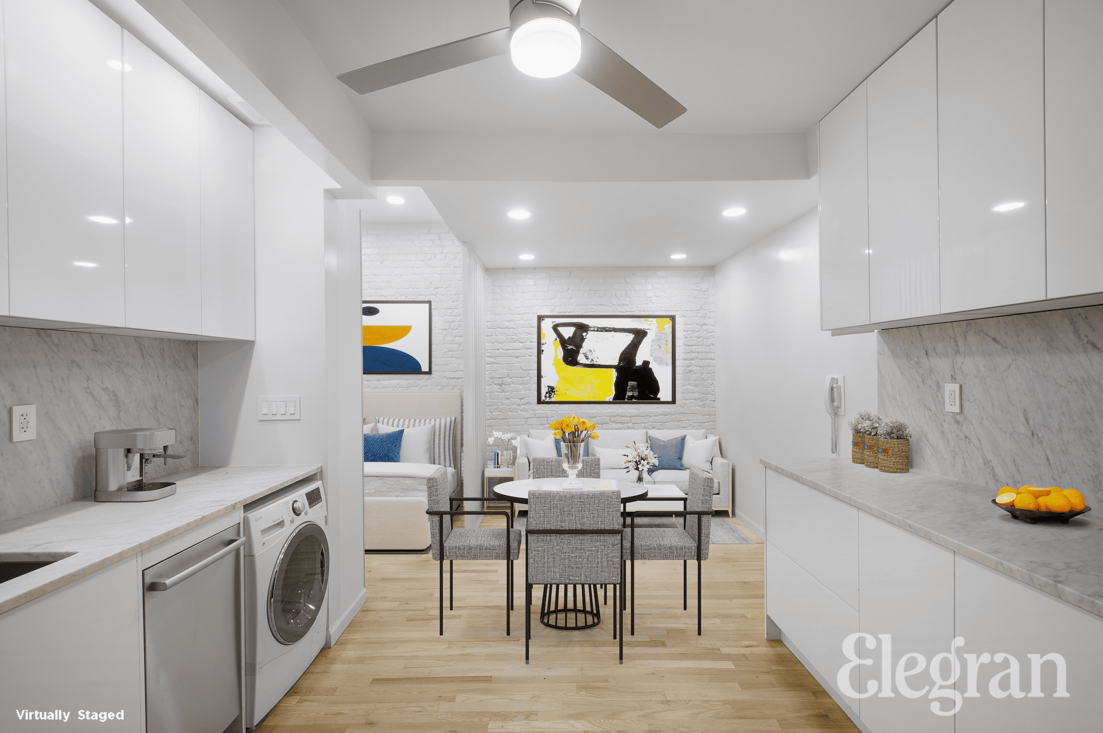 57 Thompson Street, Unit 1A Manhattan, NY 10012 - Photo 1 of 7 a view of dining room with furniture and wooden floor