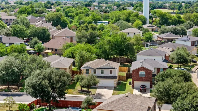 an aerial view of multiple houses