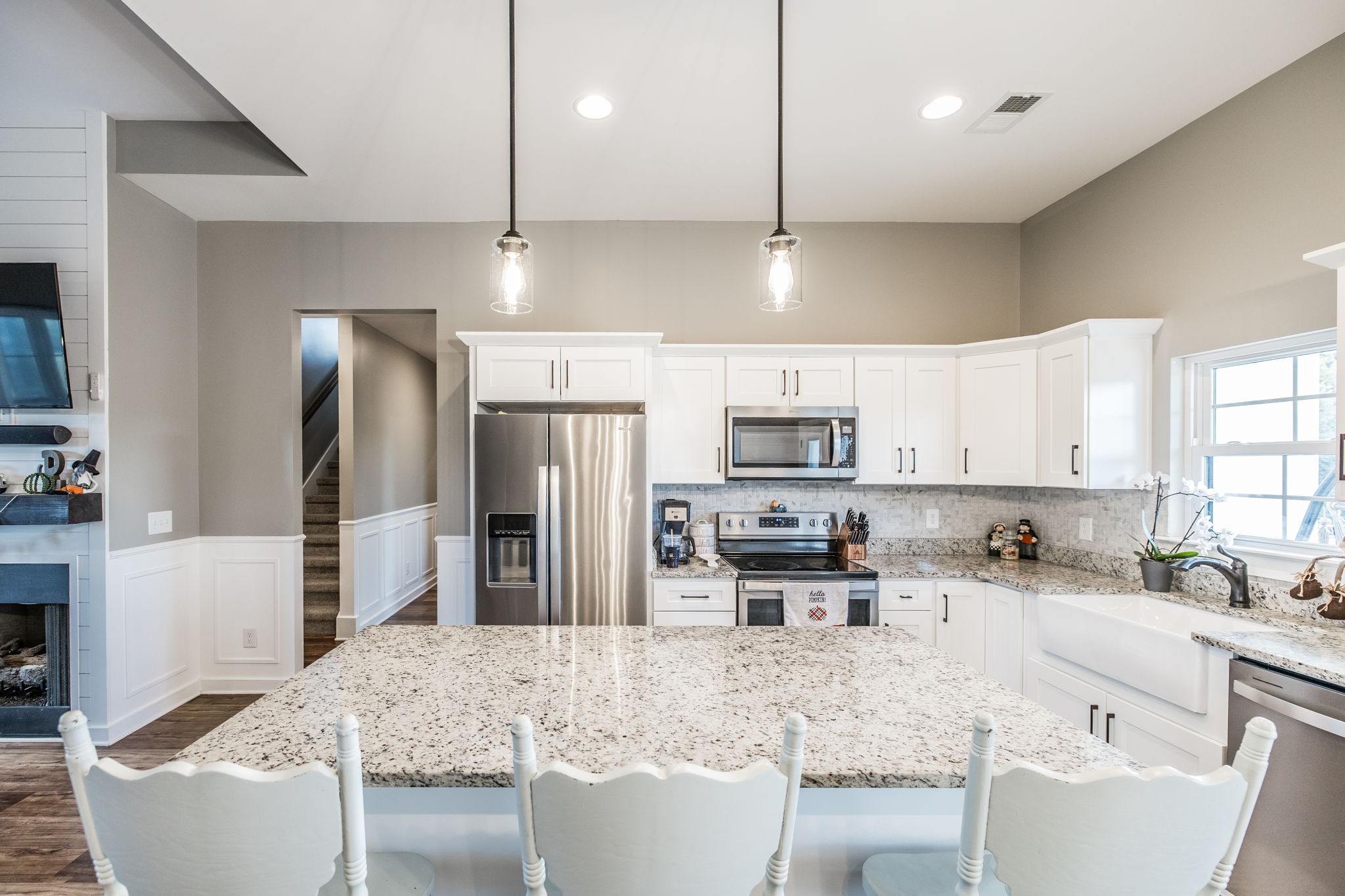 721 New Deal Potts Road Cottontown, TN 37048 - Photo 17 of 73 a kitchen with stainless steel appliances granite countertop a sink refrigerator and cabinets