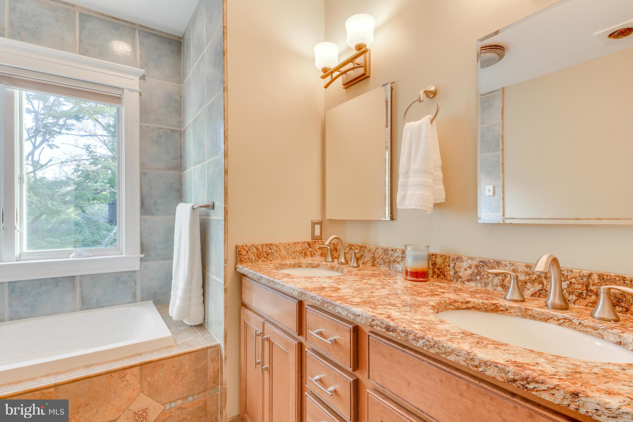 1313 Asbury Road Baltimore, MD 21209 - Photo 16 of 30 a bathroom with a granite countertop sink and a mirror