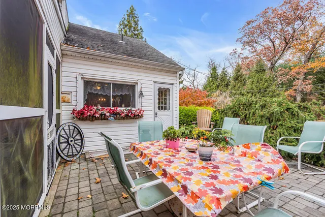 a view of an outdoor space with seating